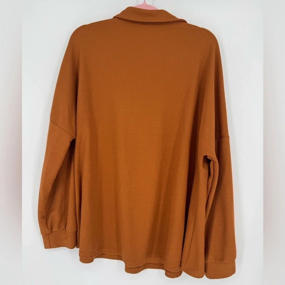 Zaayo Women's Orange/Brown Waffle Knit Fall Neutral Long Sleeve Sweater Size XXL